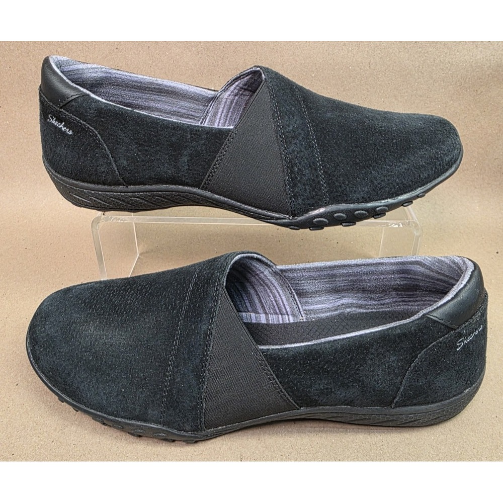Skechers (Sz 9.50 Black Slip On Comfort Shoes Relaxed Fit Memory Foam 100377
